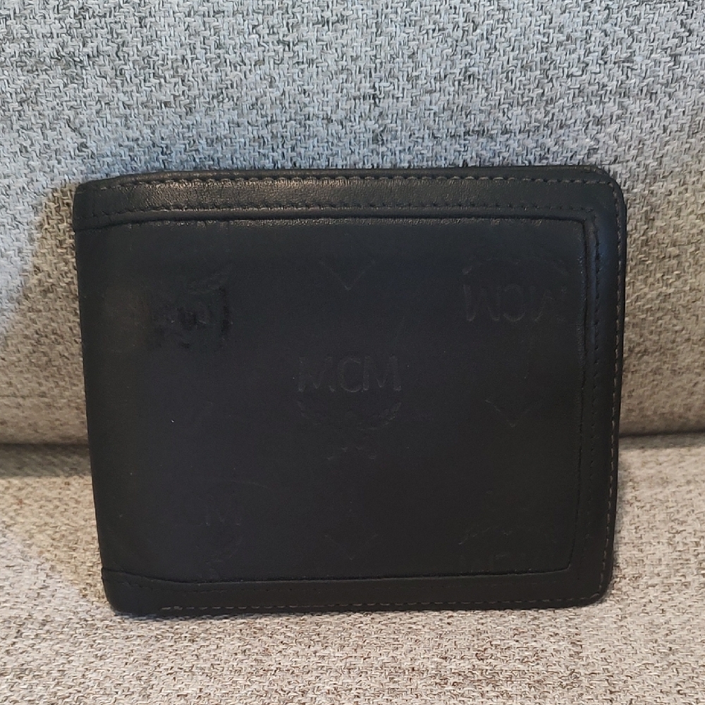 MCM Bifold Mens Wallet•Black on Black•Used•ID Holder•
